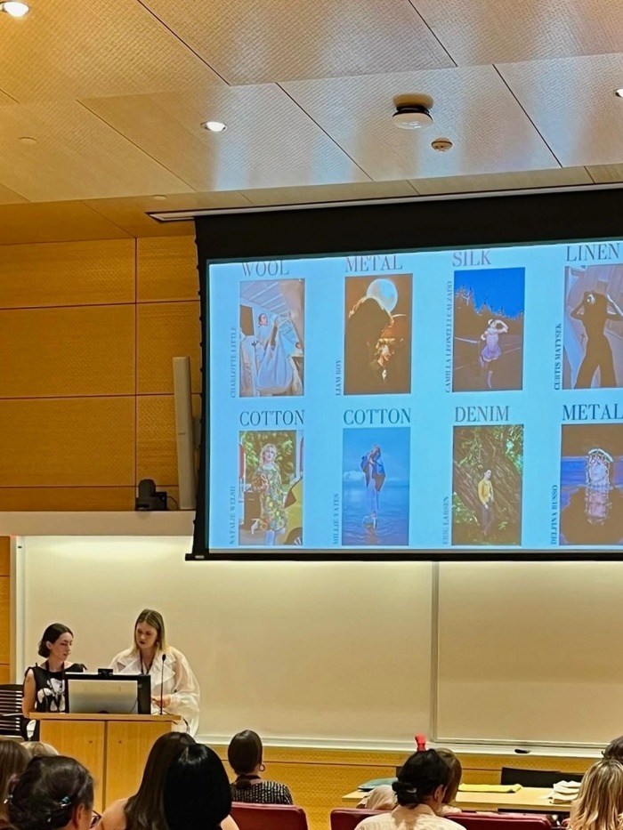 TMU panelists Charlotte Little and Kirsten Mann presenting Making Material Intimacies: Theorizing Research-Creation Through Embodied Practice on the second day of the symposium